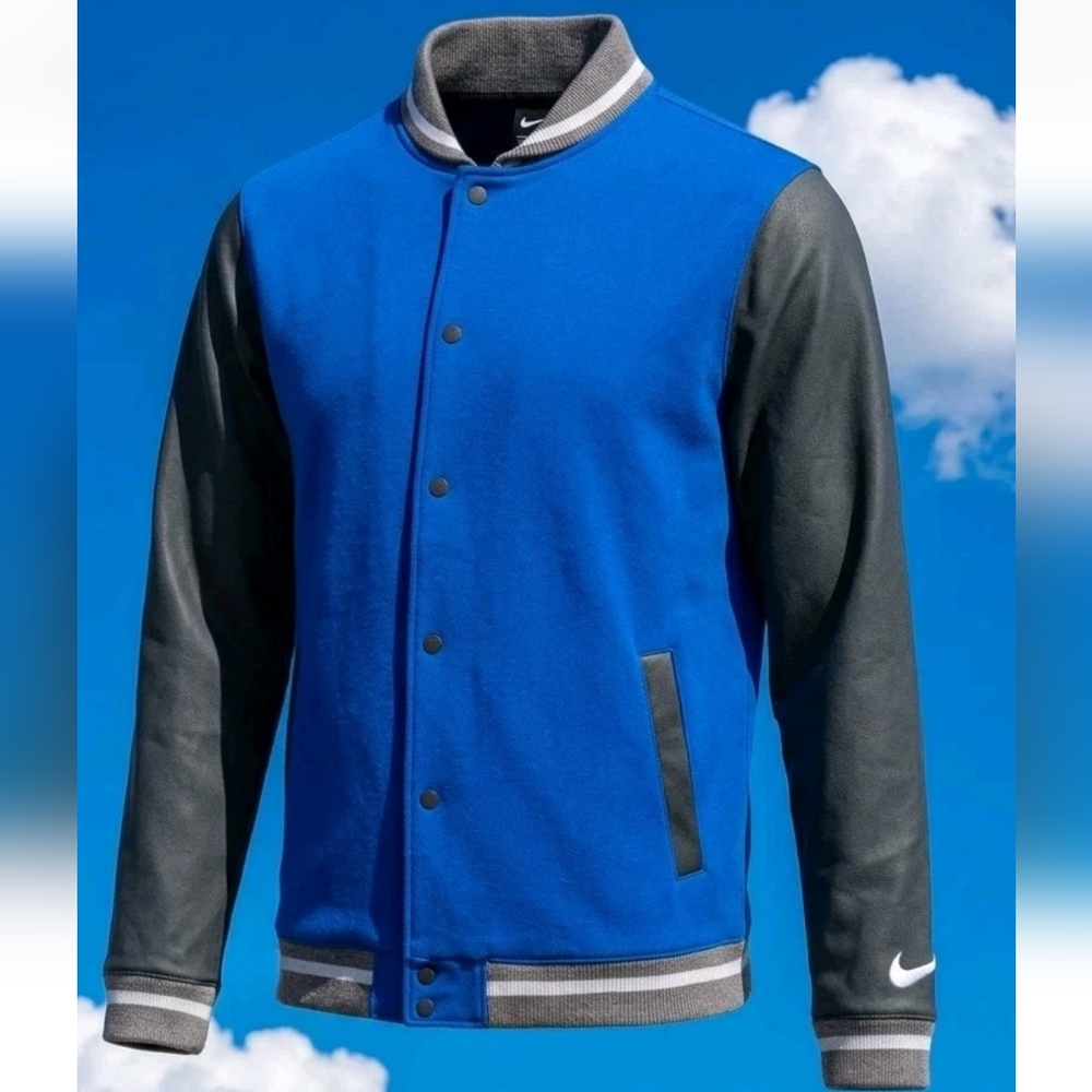 $230 Nike Team Letterman Football Bomber Jacket Blue